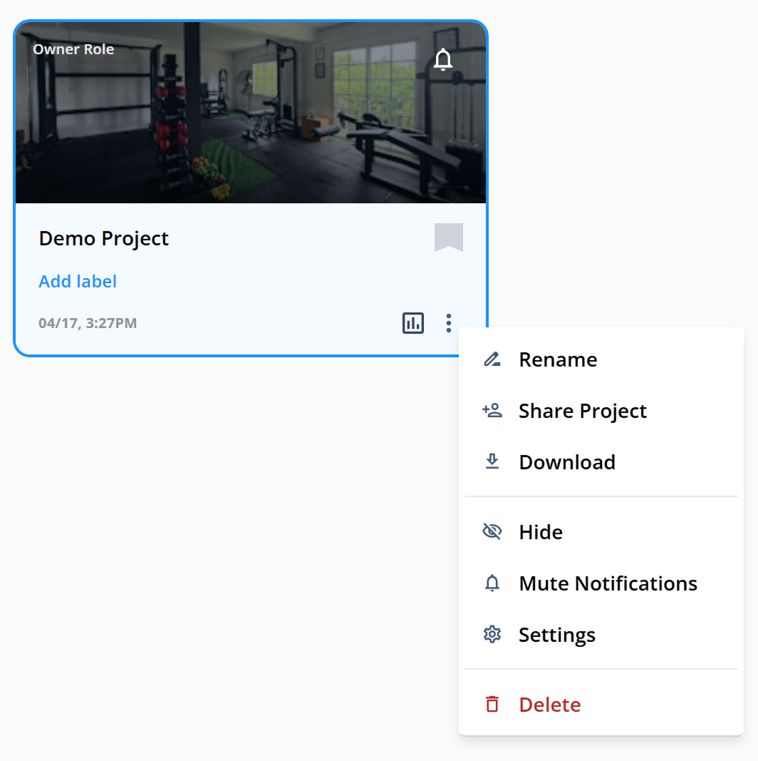 Project dropdown state